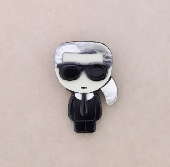 Resin Karl Brooch- Black