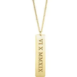 Rhodium-Plated Sterling Silver Roman Date Necklace