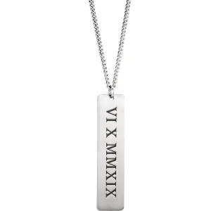 Rhodium-Plated Sterling Silver Roman Date Necklace