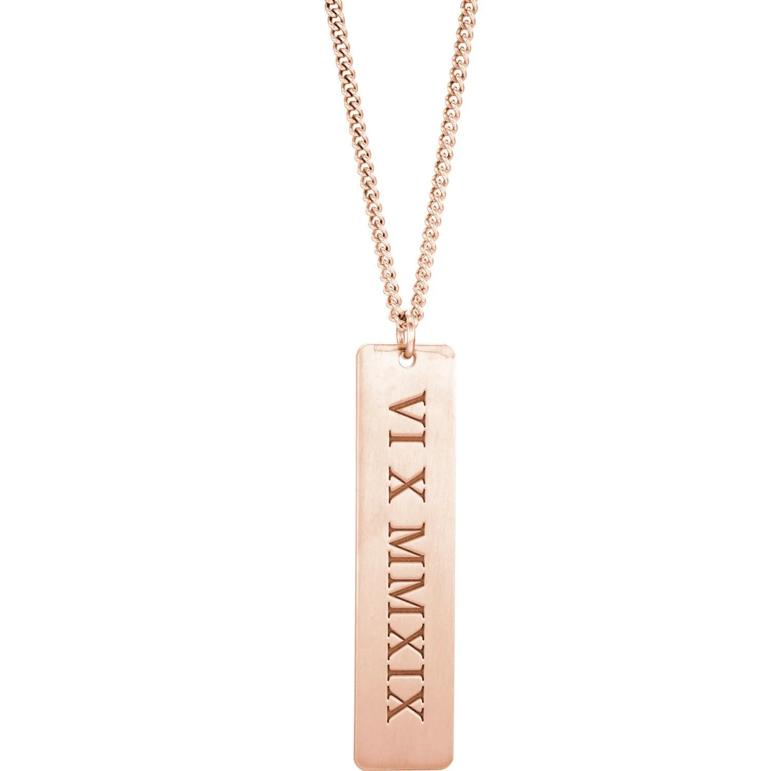 Rhodium-Plated Sterling Silver Roman Date Necklace