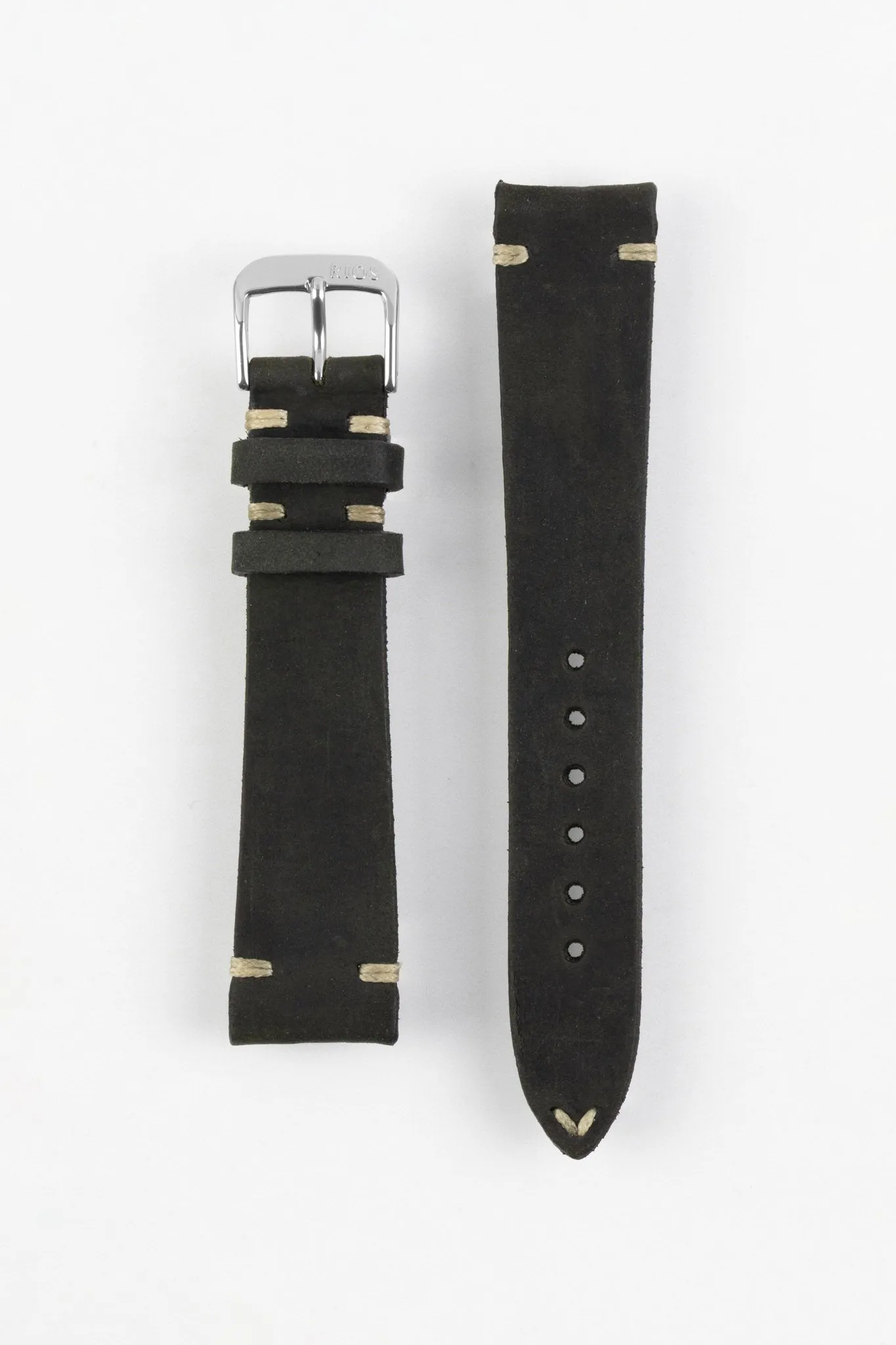 RIOS1931 BEDFORD Genuine Vintage Leather Watch Strap in BLACK
