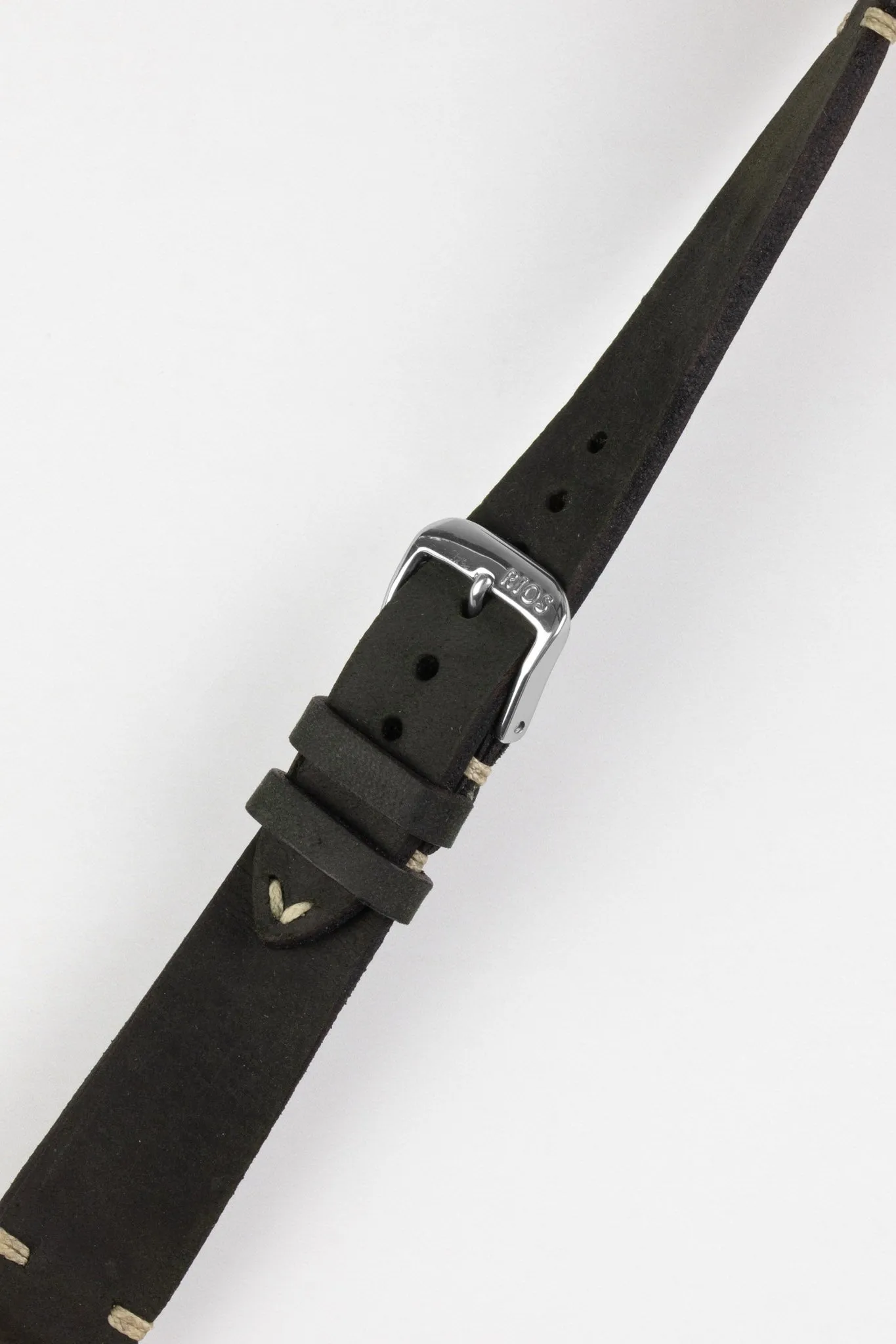 RIOS1931 BEDFORD Genuine Vintage Leather Watch Strap in BLACK