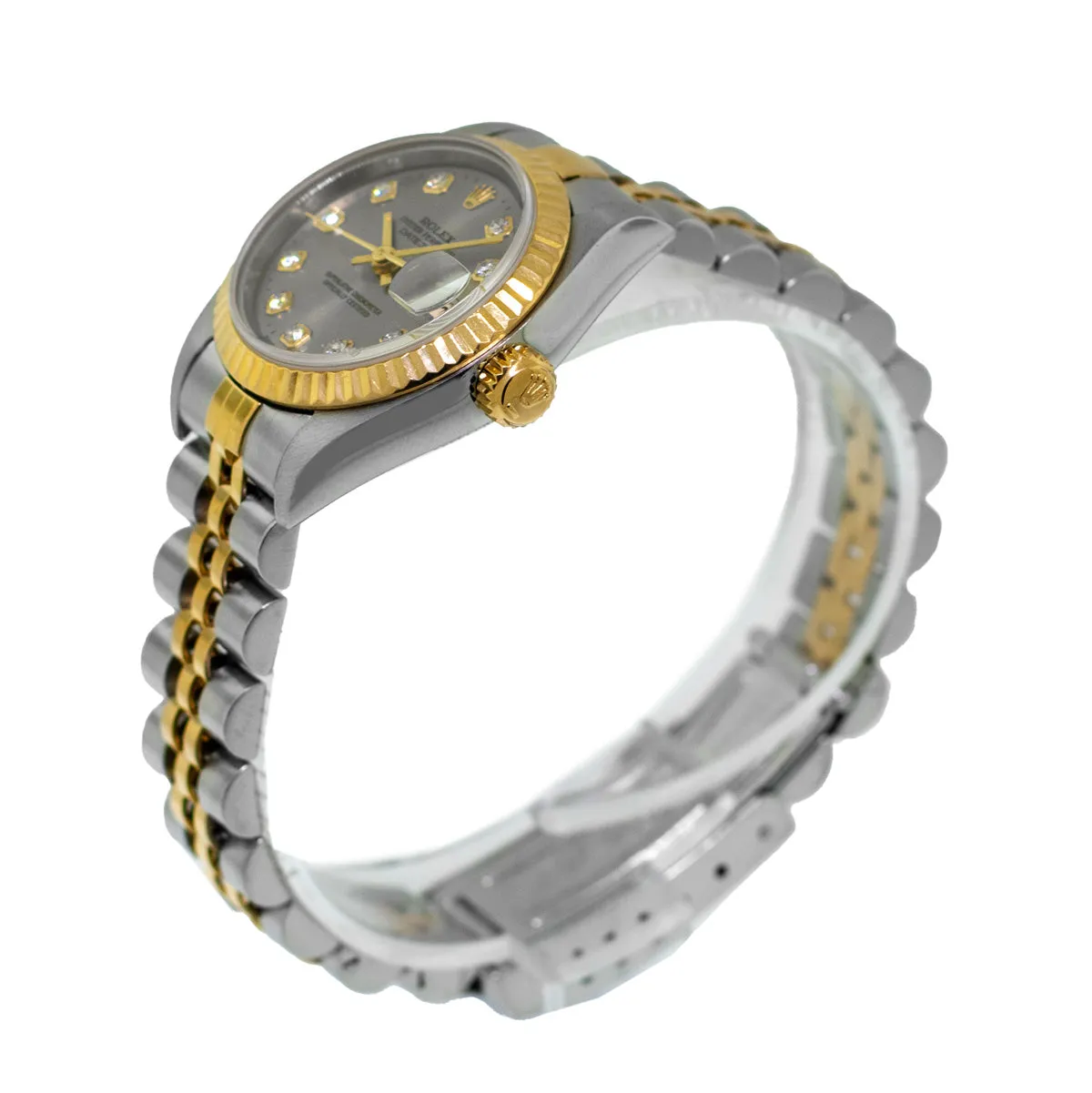 Rolex Datejust 26mm Yellow Gold & Steel Rhodium Diamond Dial and Fluted Bezel 79173