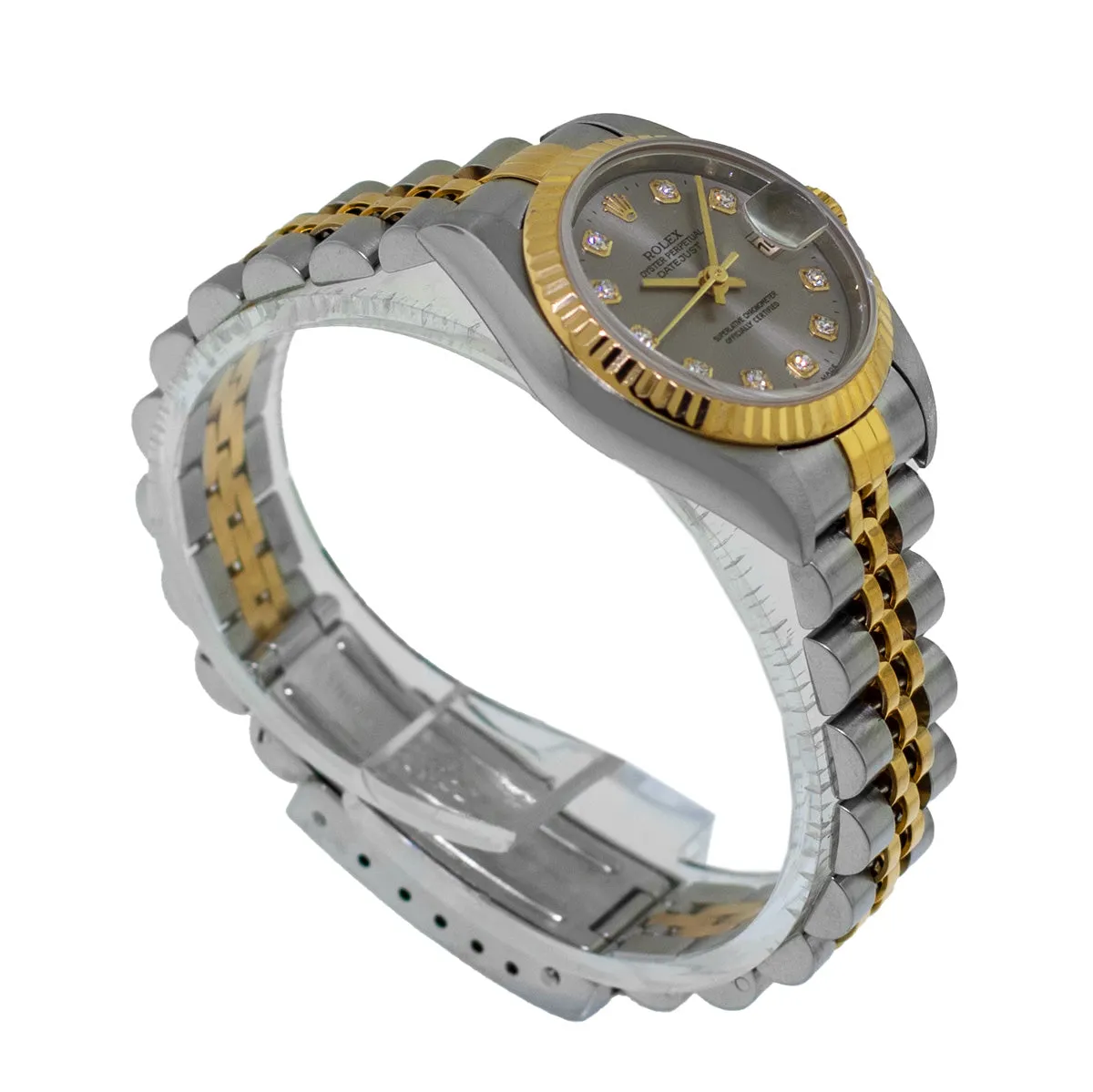 Rolex Datejust 26mm Yellow Gold & Steel Rhodium Diamond Dial and Fluted Bezel 79173