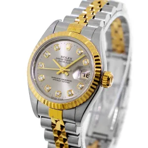 Rolex Datejust 26mm Yellow Gold & Steel Rhodium Diamond Dial and Fluted Bezel 79173