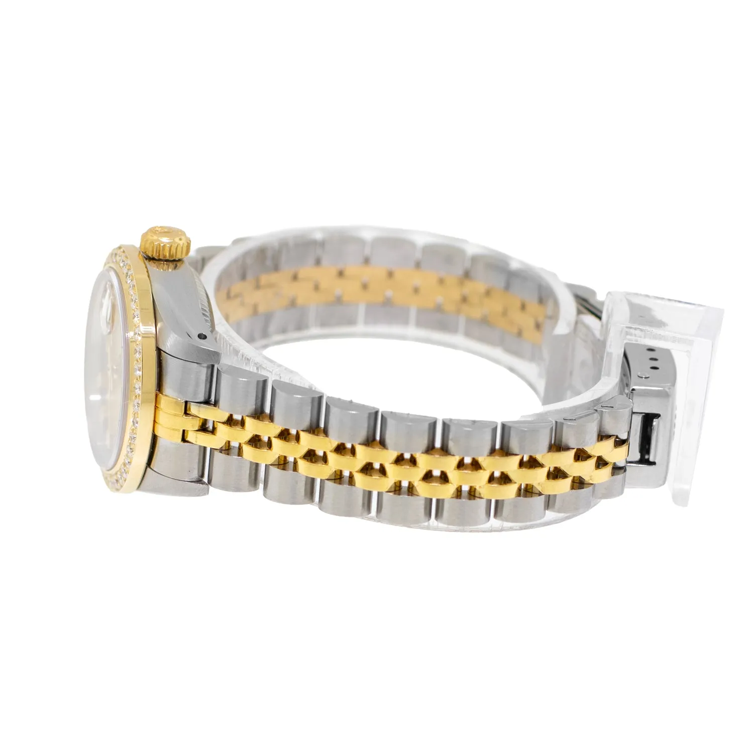 Rolex Datejust 26mm Yellow Gold Steel Champagne Diamond Dial & Diamond Bezel 69173