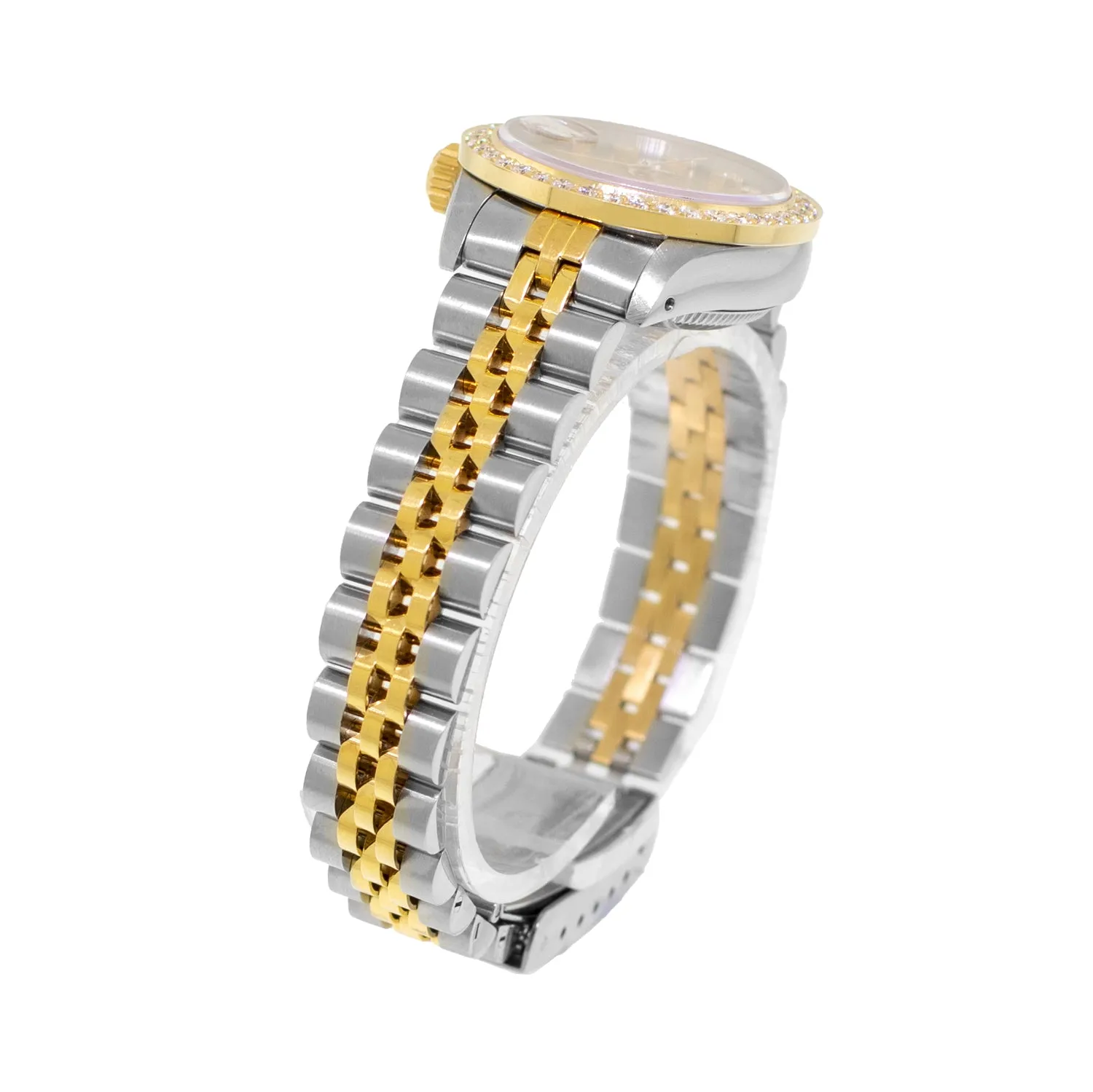 Rolex Datejust 26mm Yellow Gold Steel Champagne Diamond Dial & Diamond Bezel 69173