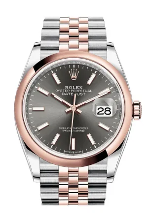 Rolex Datejust 36 Dark Rhodium Dial Men's Steel and 18k Everose Gold Jubilee Watch 126201DRSJ