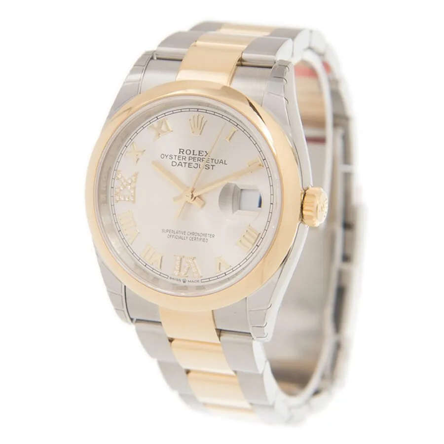 Rolex Datejust 36 Silver Diamond Dial Automatic Men's Steel and 18k Yellow Gold Oyster Watch 126203SRDO 116200SV