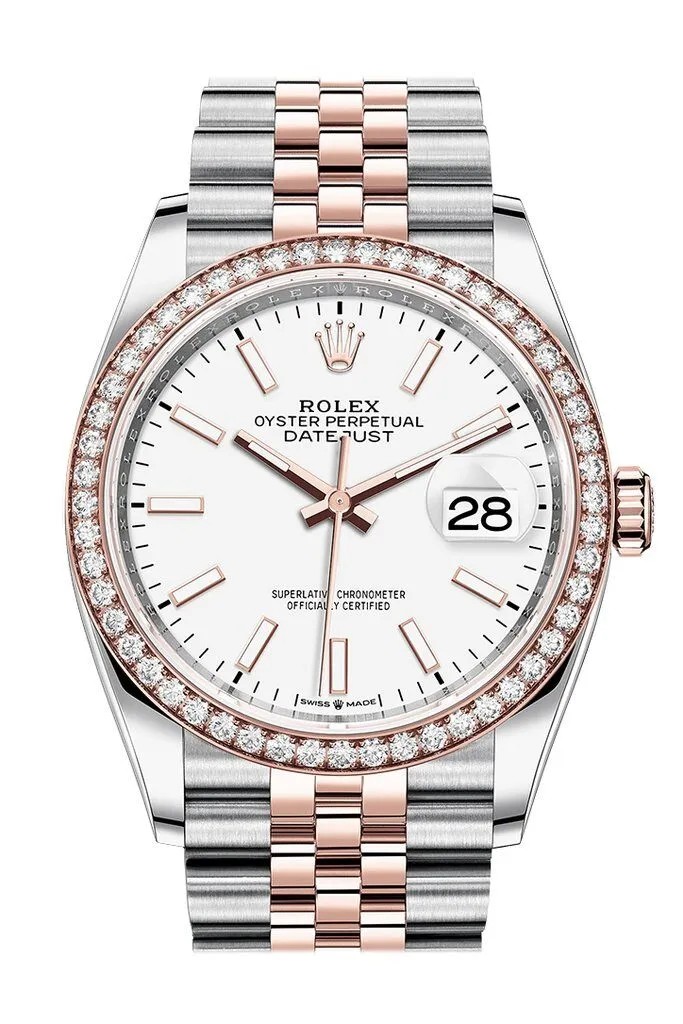 Rolex Datejust 36 White Dial Automatic Men's Steel and 18k Everose Gold Jubilee Watch 126281WSJ