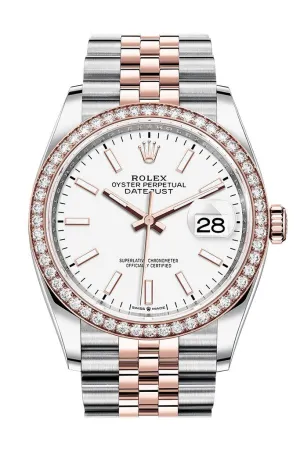 Rolex Datejust 36 White Dial Automatic Men's Steel and 18k Everose Gold Jubilee Watch 126281WSJ