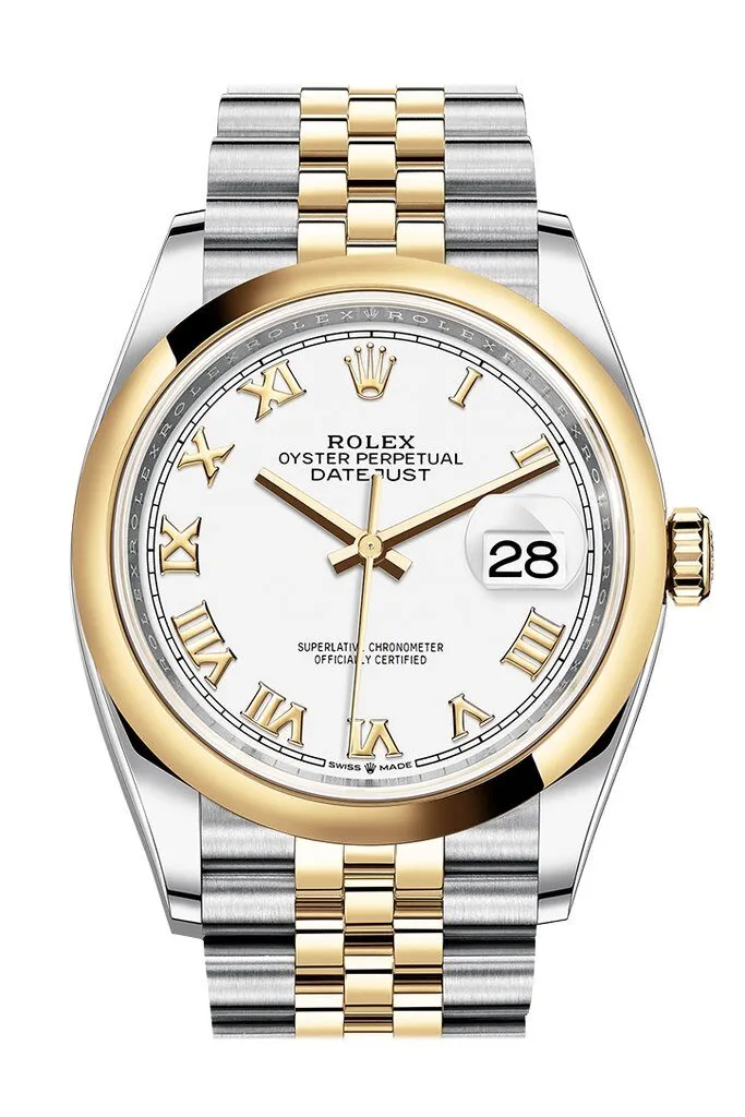 Rolex Datejust 36 White Dial Automatic Men's Steel and 18k Yellow Gold Jubilee Watch 126203WRJ