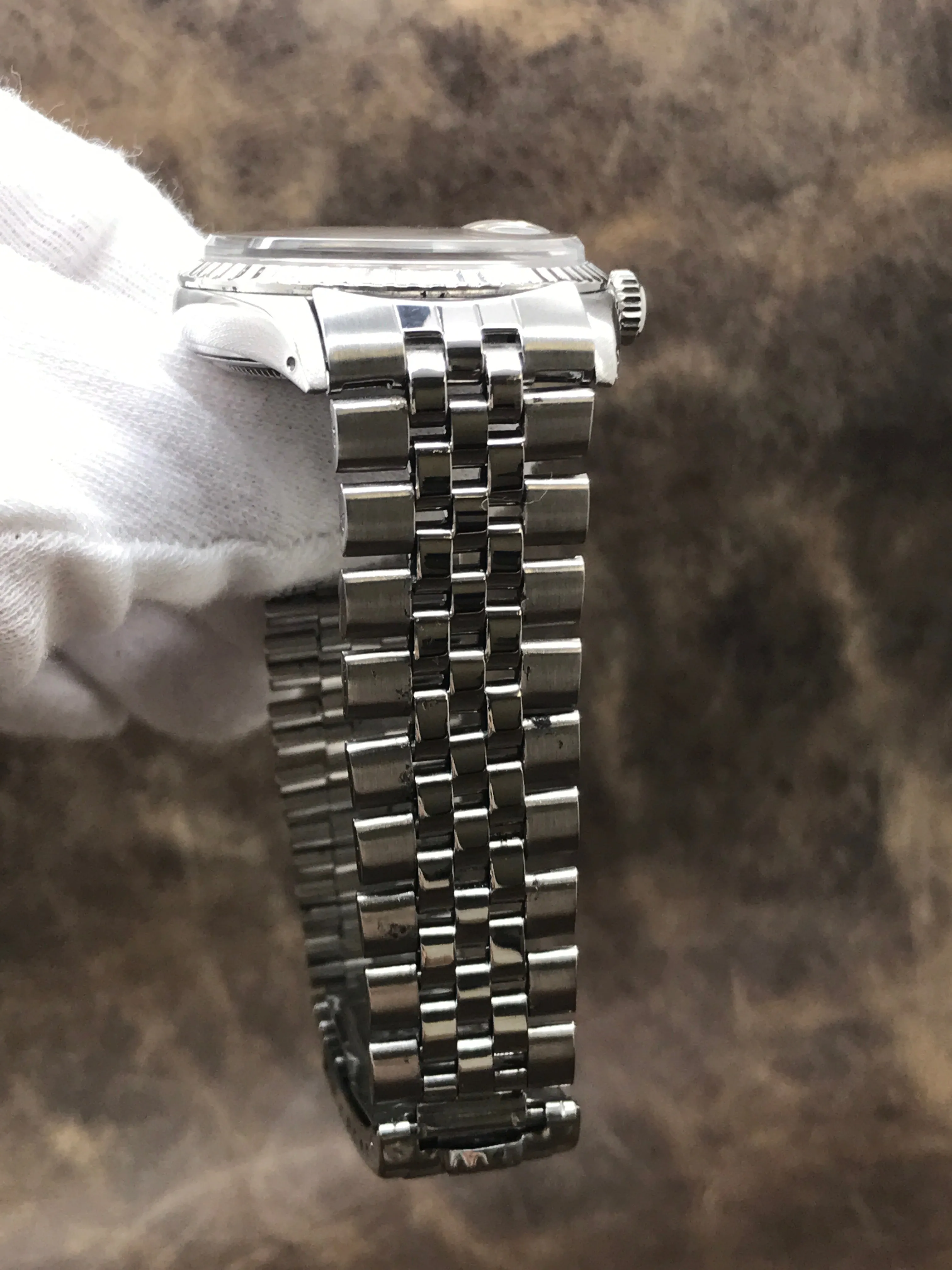 Rolex Datejust 36mm Custom Bracelet 1603 Black Gilt Dial Automatic Watch