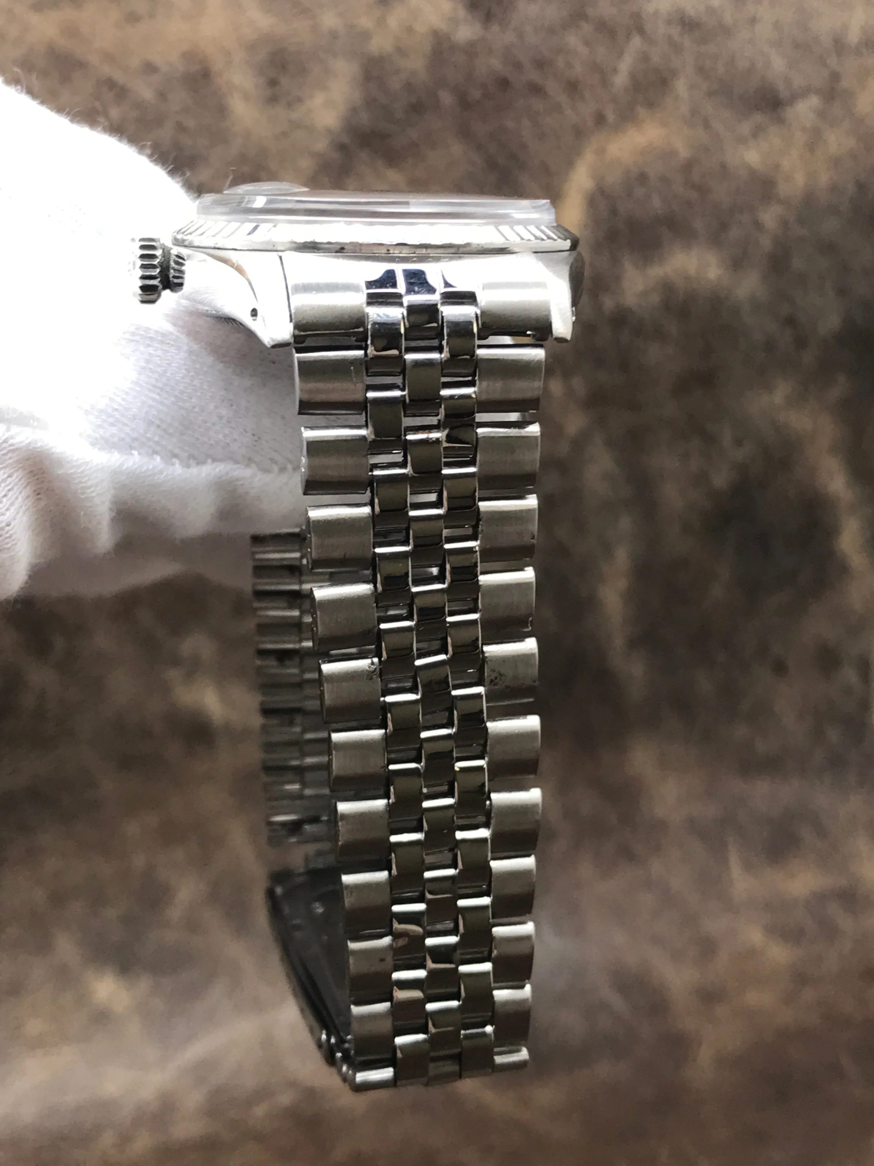 Rolex Datejust 36mm Custom Bracelet 1603 Black Gilt Dial Automatic Watch