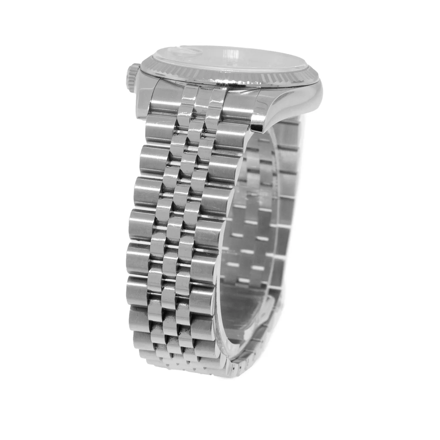 Rolex Datejust 36mm White Gold & Steel Silver Diamond Dial & Fluted Bezel 116234