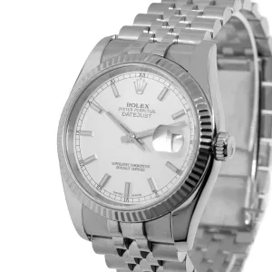 Rolex Datejust 36mm White Gold & Steel Silver Index Dial & Fluted Bezel 116234