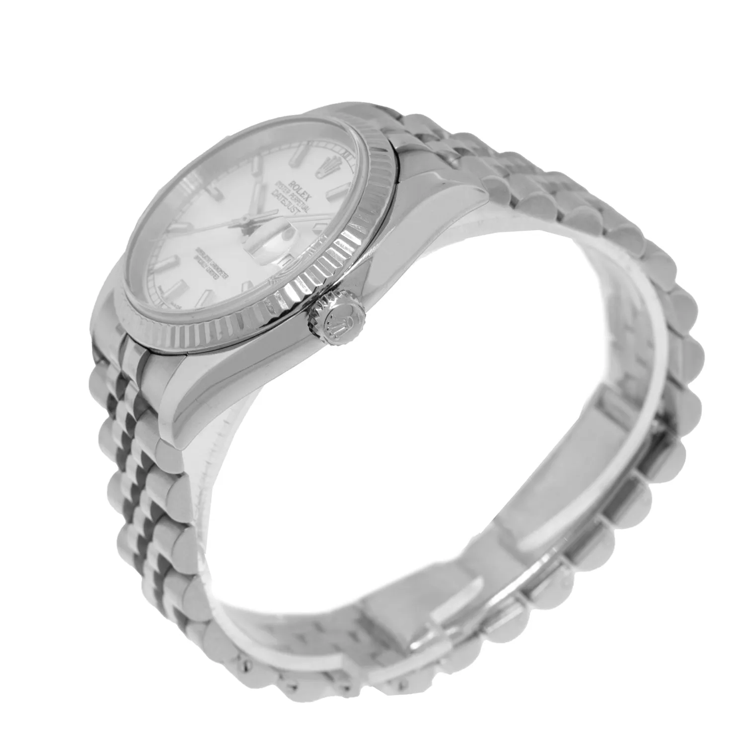 Rolex Datejust 36mm White Gold & Steel Silver Index Dial & Fluted Bezel 116234