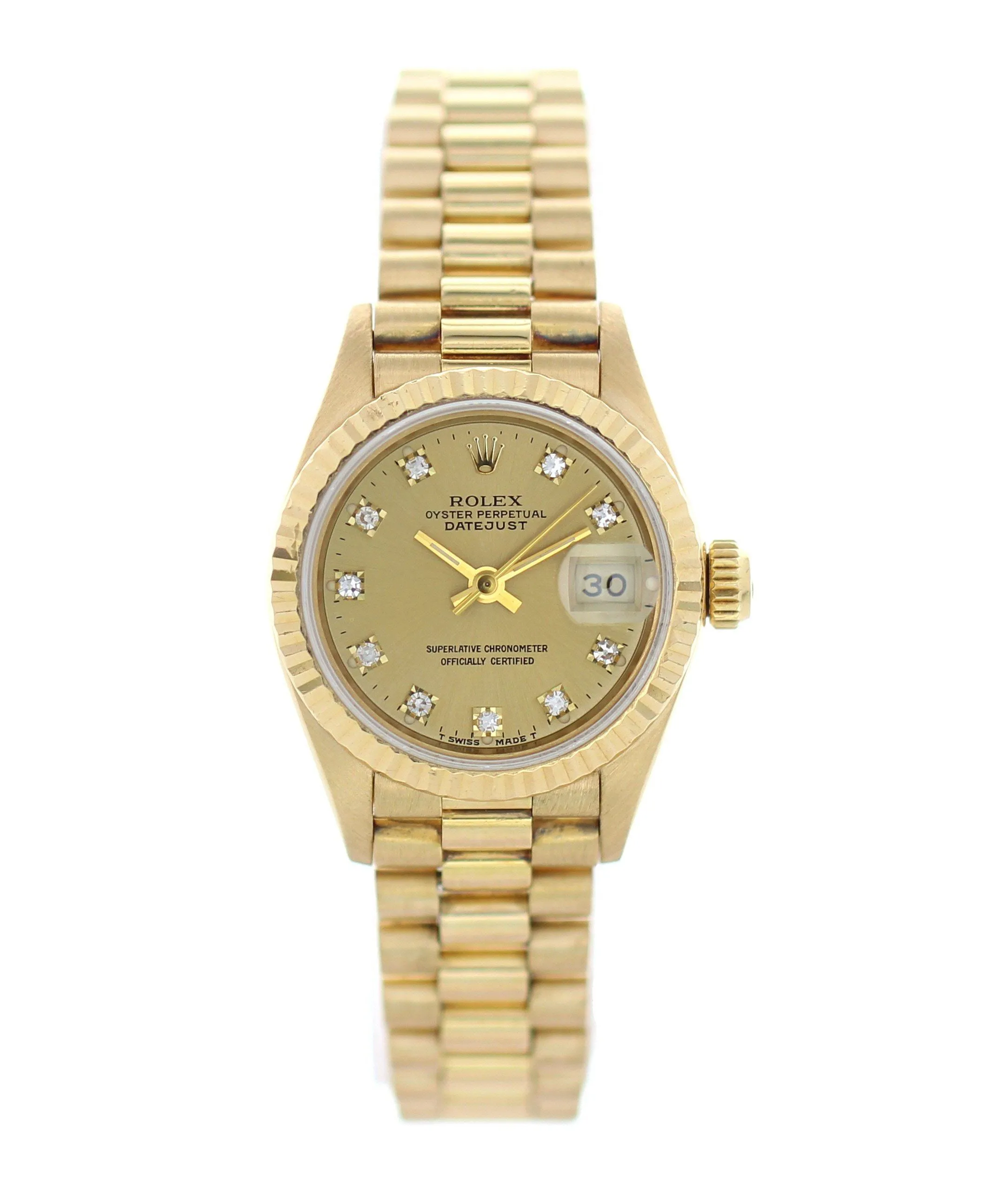 Rolex Datejust Diamond Dial 69178 Yellow Gold Ladies Watch