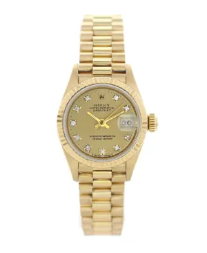 Rolex Datejust Diamond Dial 69178 Yellow Gold Ladies Watch