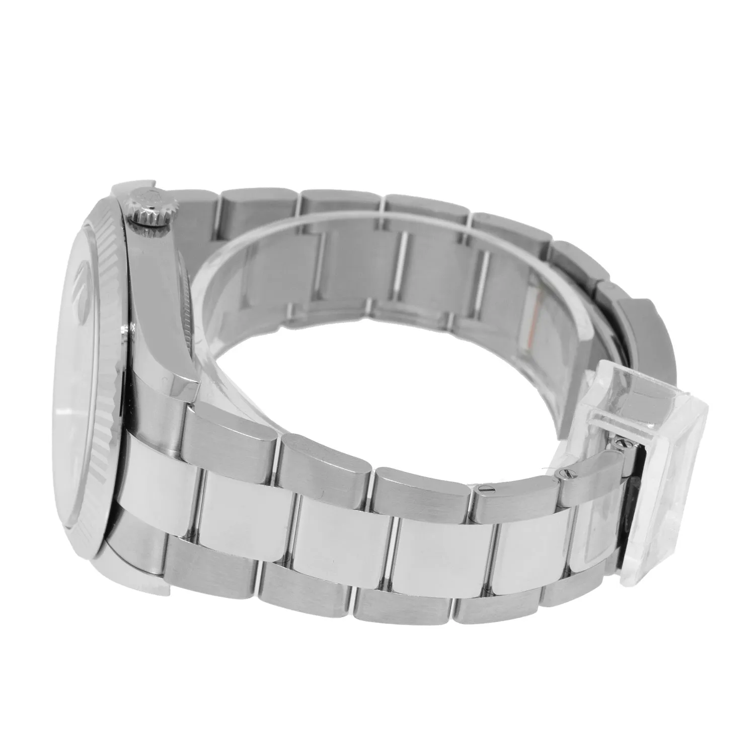 Rolex Datejust II 41mm Stainless Steel Blue Motif Index Dial 18K White Gold Fluted Bezel 126334