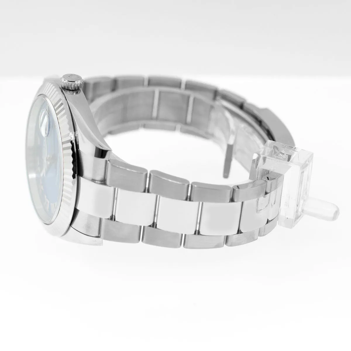 Rolex Datejust II 41mm Stainless Steel Blue Roman Dial 18K White Gold Fluted Bezel 126334