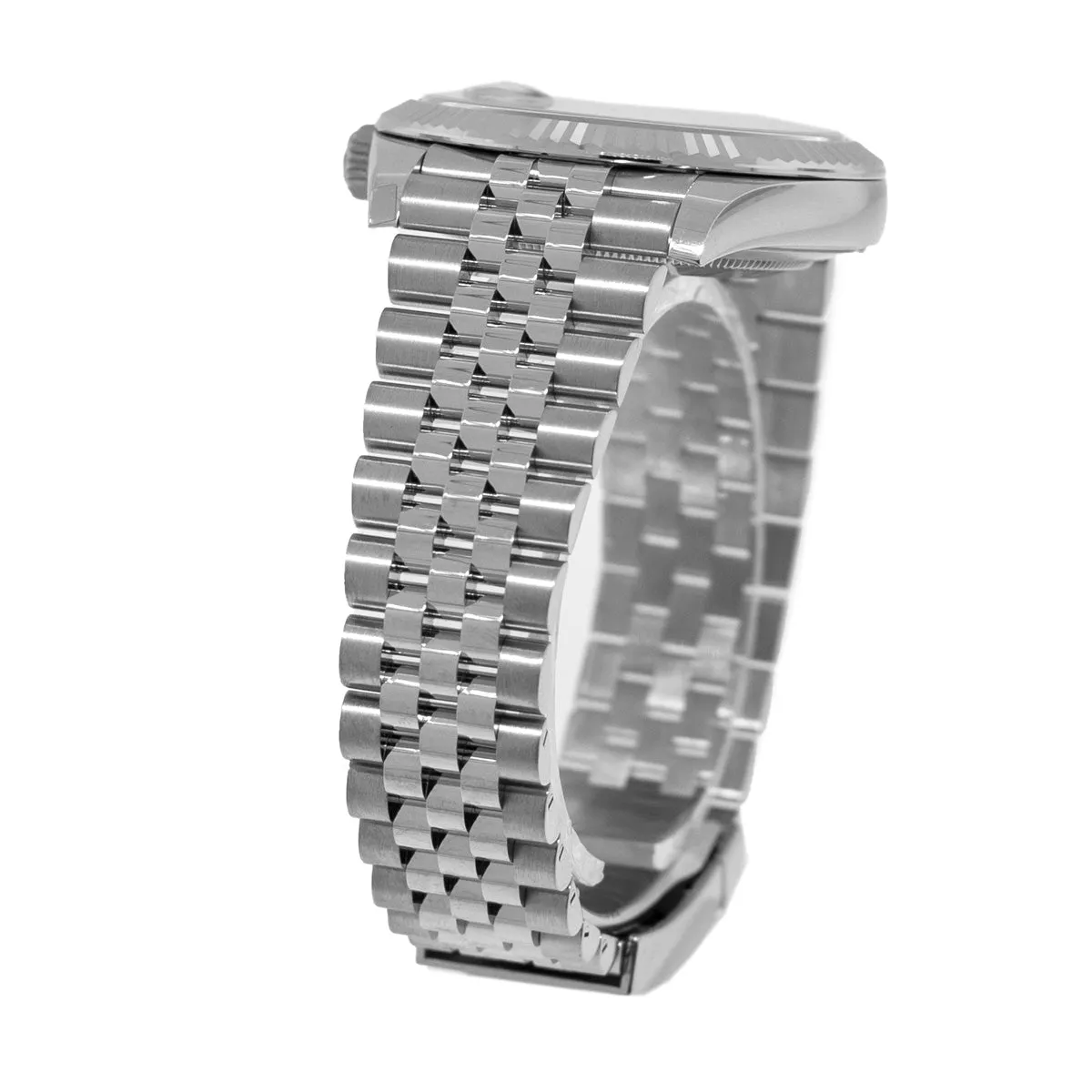 Rolex Datejust II 41mm Stainless Steel Dark Rhodium Diamond Dial 18K White Gold Fluted Bezel 126334