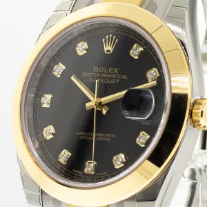 Rolex Datejust II 41mm Yellow Gold & Steel Black Diamond Dial Smooth Bezel 126303