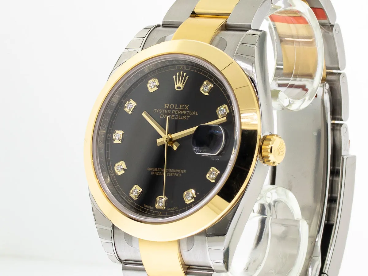 Rolex Datejust II 41mm Yellow Gold & Steel Black Diamond Dial Smooth Bezel 126303