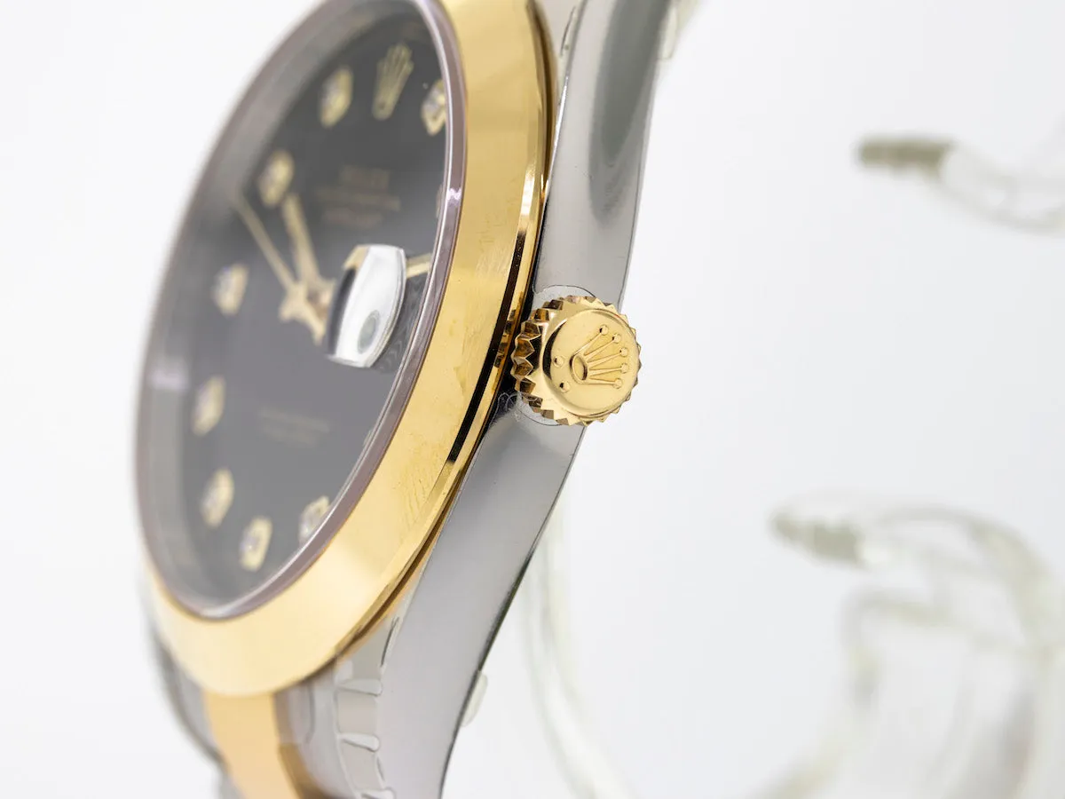 Rolex Datejust II 41mm Yellow Gold & Steel Black Diamond Dial Smooth Bezel 126303