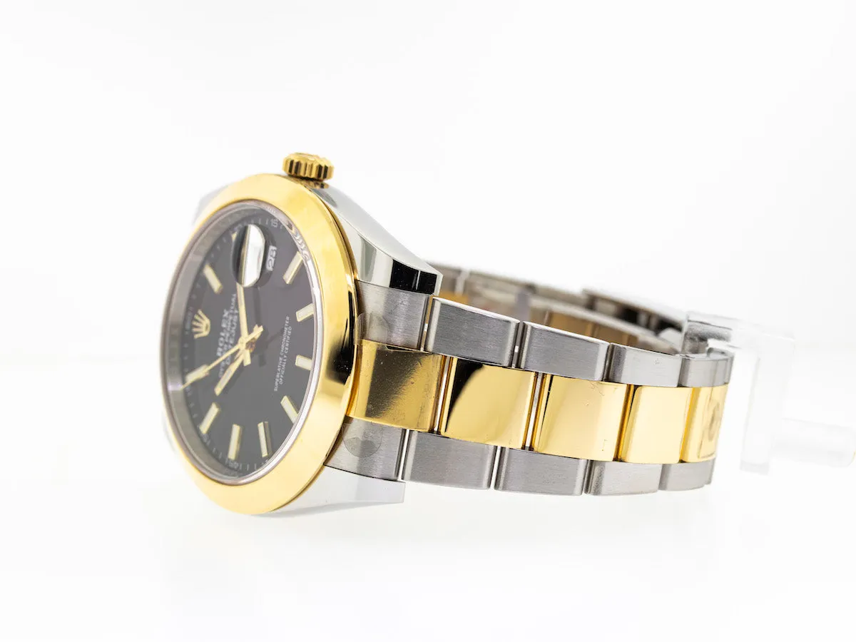Rolex Datejust II 41mm Yellow Gold & Steel Black Index Dial Smooth Bezel 126303
