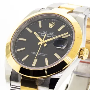 Rolex Datejust II 41mm Yellow Gold & Steel Black Index Dial Smooth Bezel 126303