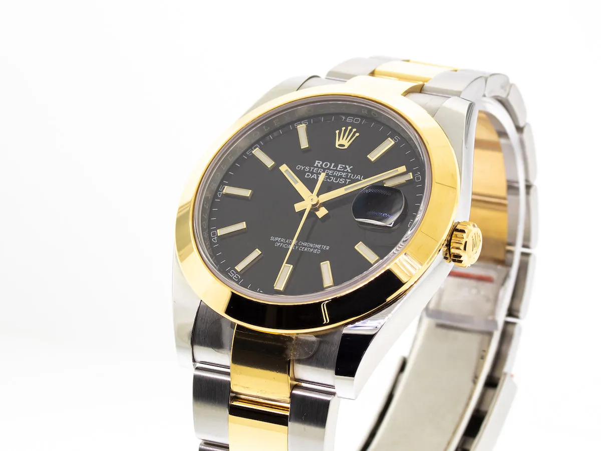 Rolex Datejust II 41mm Yellow Gold & Steel Black Index Dial Smooth Bezel 126303
