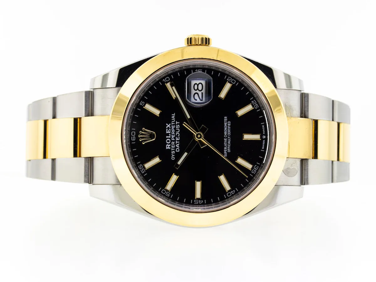 Rolex Datejust II 41mm Yellow Gold & Steel Black Index Dial Smooth Bezel 126303