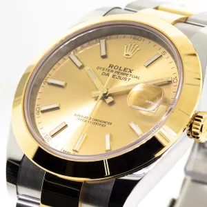 Rolex Datejust II 41mm Yellow Gold & Steel Champagne Index Dial 126303