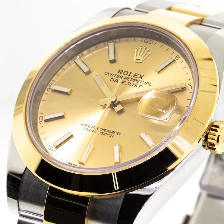 Rolex Datejust II 41mm Yellow Gold & Steel Champagne Index Dial 126303
