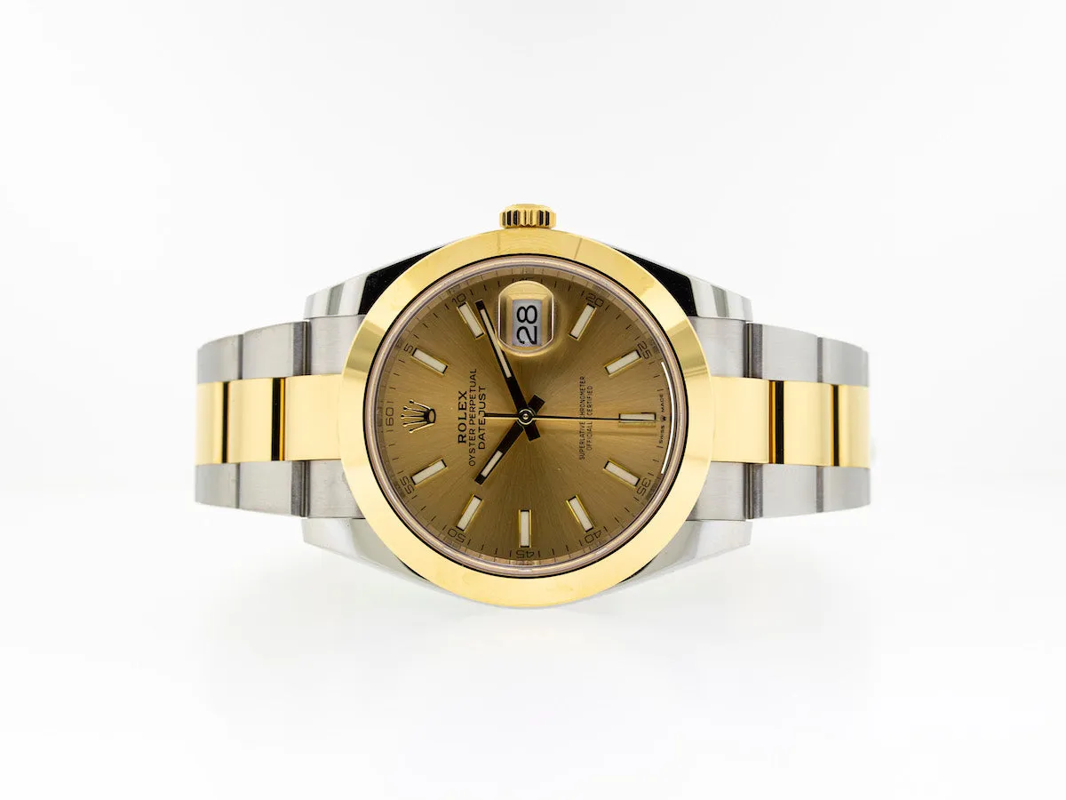 Rolex Datejust II 41mm Yellow Gold & Steel Champagne Index Dial 126303