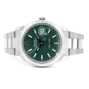 Rolex DateJust, Stainless Steel, Oyster Bracelet, Mint Green Dial, 41mm