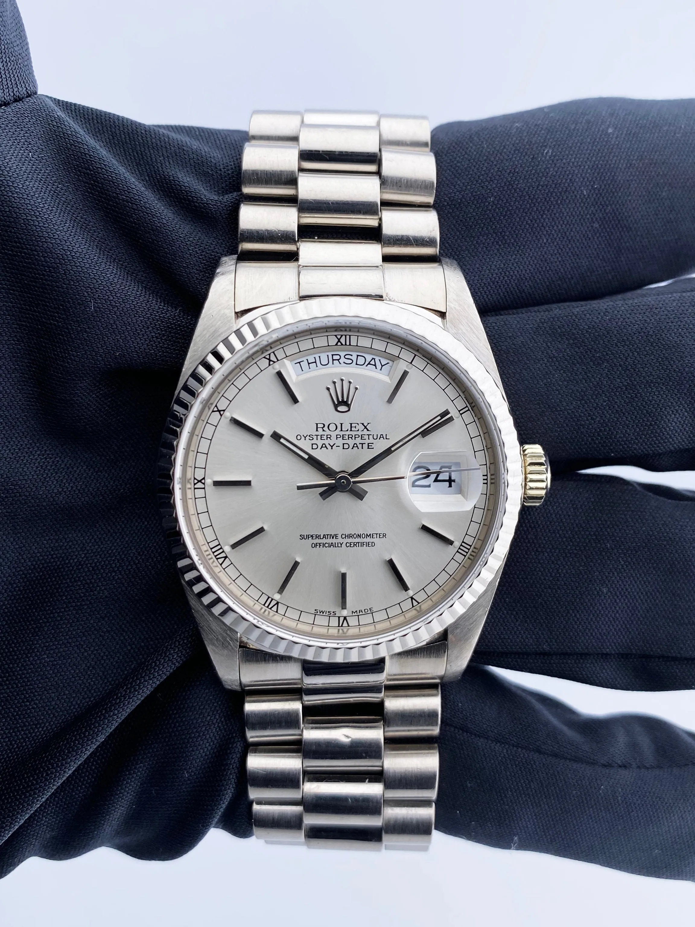 Rolex Day-Date 18039 18K White Gold Mens Watch