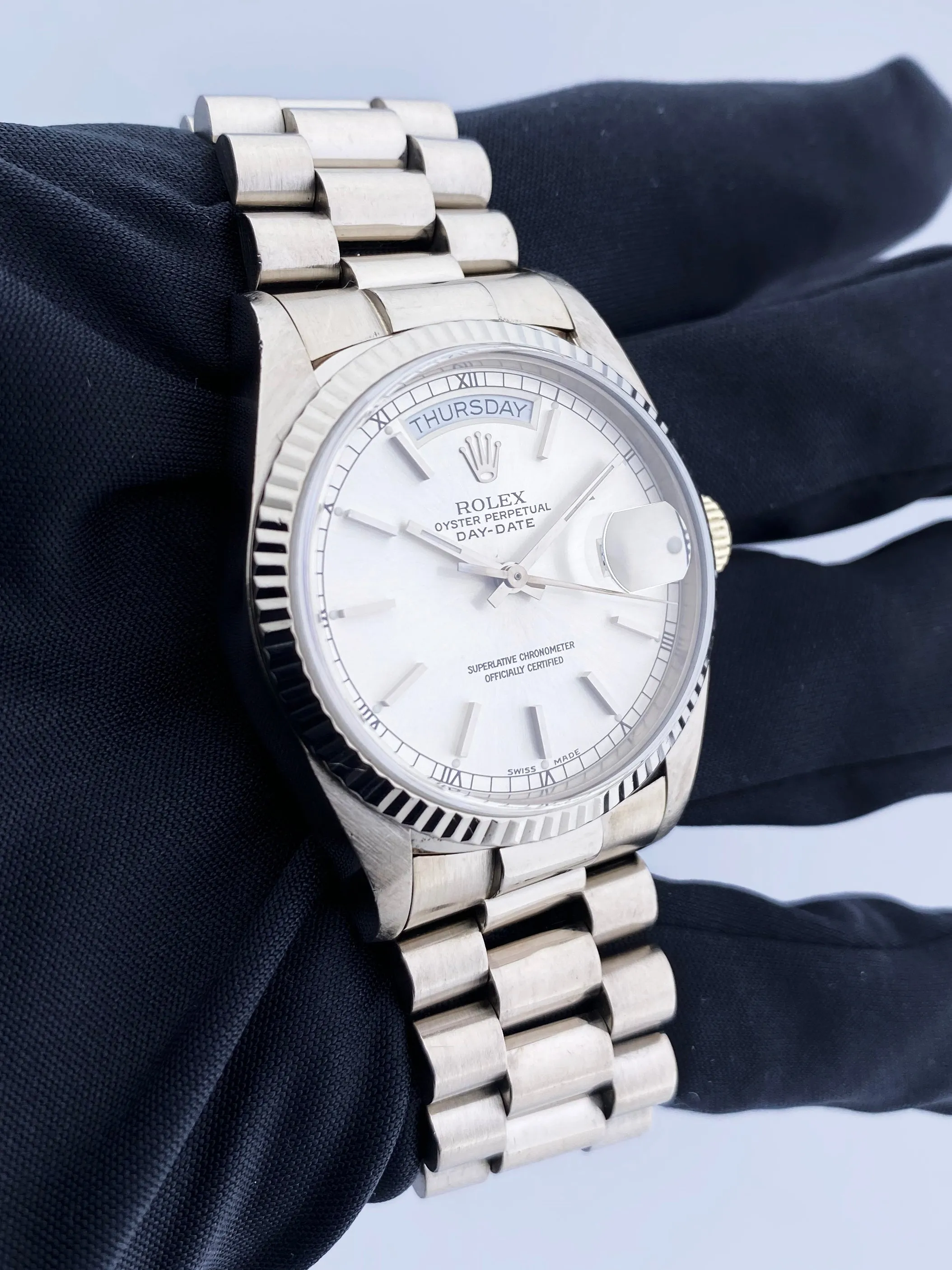 Rolex Day-Date 18039 18K White Gold Mens Watch