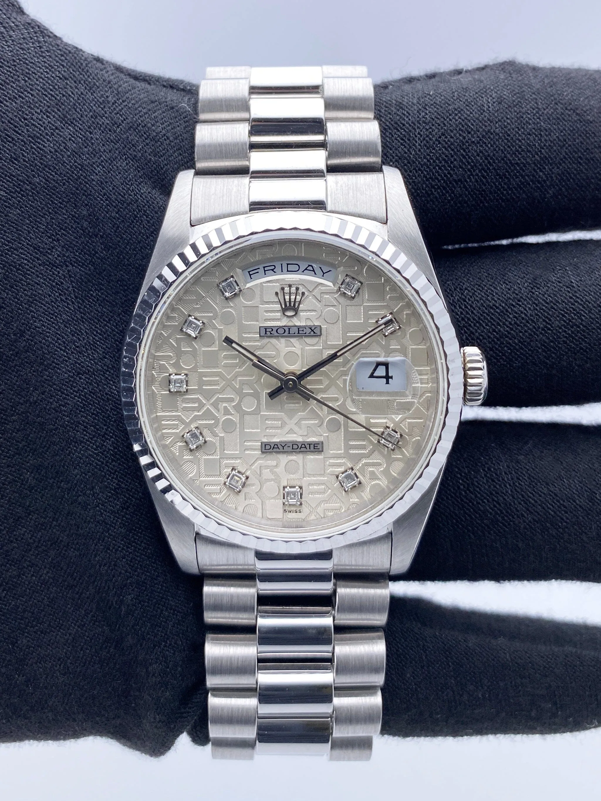 Rolex Day-Date 18239 Anniversary Diamond Dial Mens Watch Box Papers