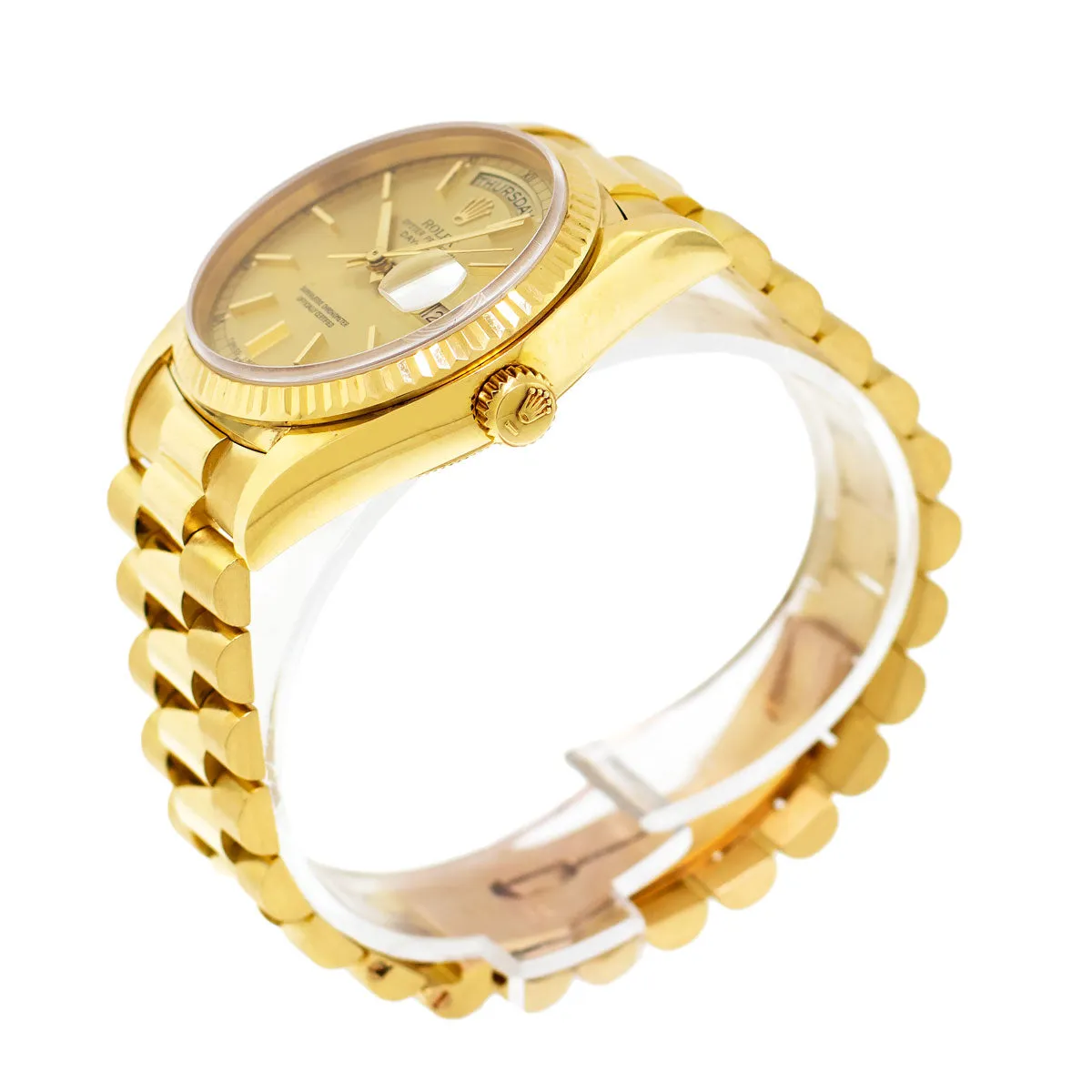Rolex Day-Date 36mm Yellow Gold Champagne Index Dial & Fluted Bezel 18238
