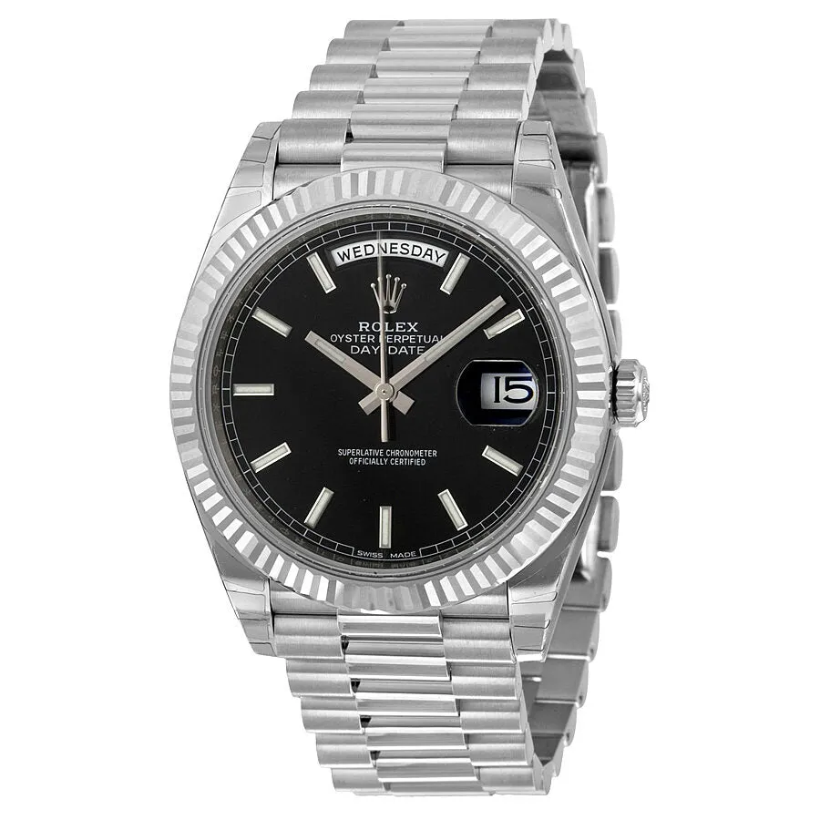 Rolex Day-Date 40 Black Dial 18K White Gold President Automatic Men's Watch BKSP 228239