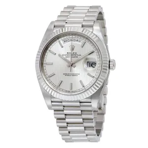 Rolex Day-Date 40 Silver Dial 18K White Gold President Automatic Men's Watch 228239SSP
