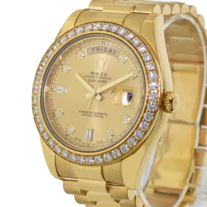 Rolex Day-Date 41mm Yellow Gold Factory Champagne Diamond Dial & Diamond Bezel 218348