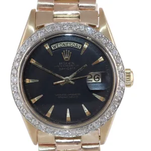 Rolex Day-Date President Black Diamond Bezel 36mm 1803 18K Yellow Gold  Watch