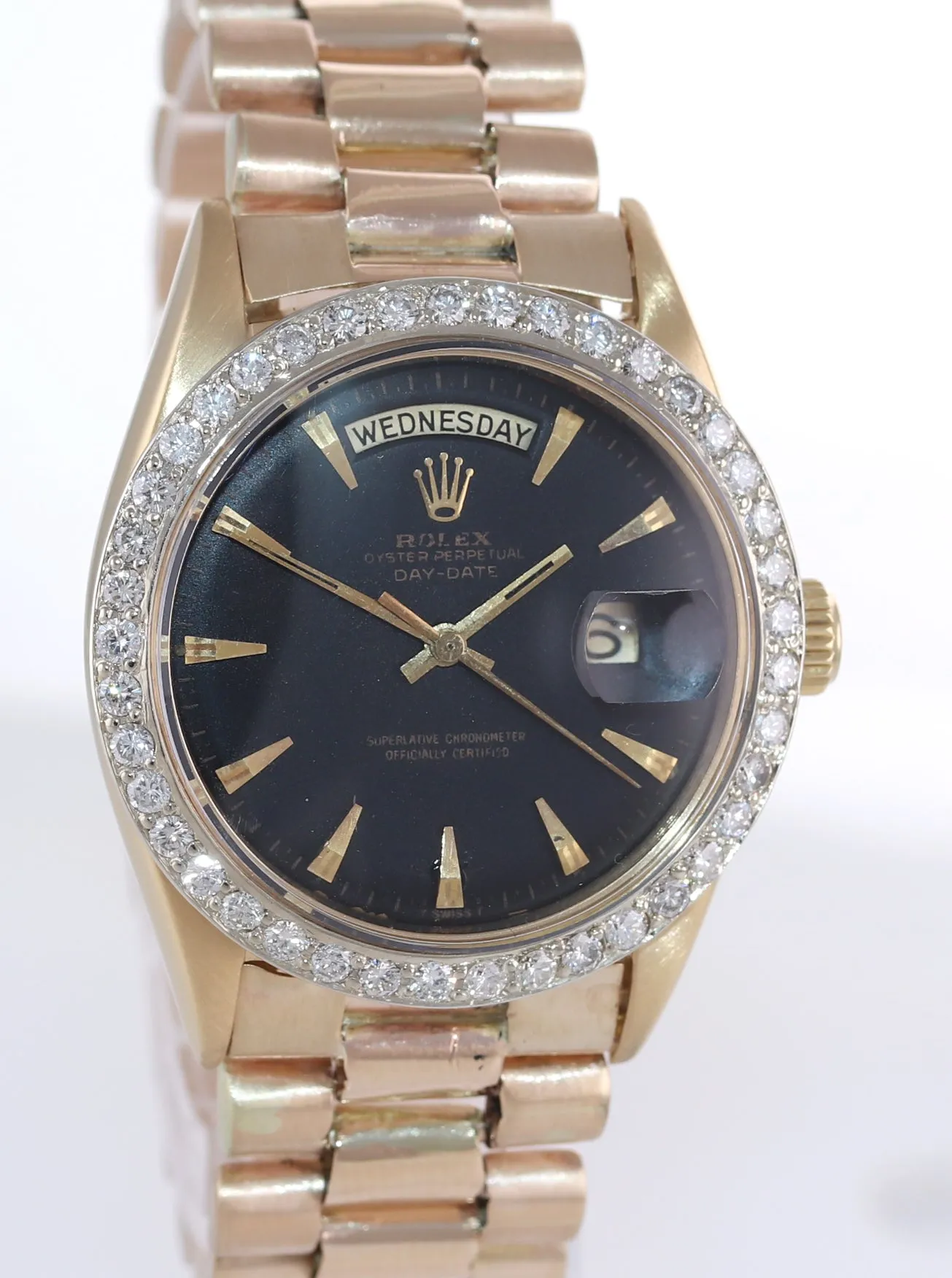 Rolex Day-Date President Black Diamond Bezel 36mm 1803 18K Yellow Gold  Watch