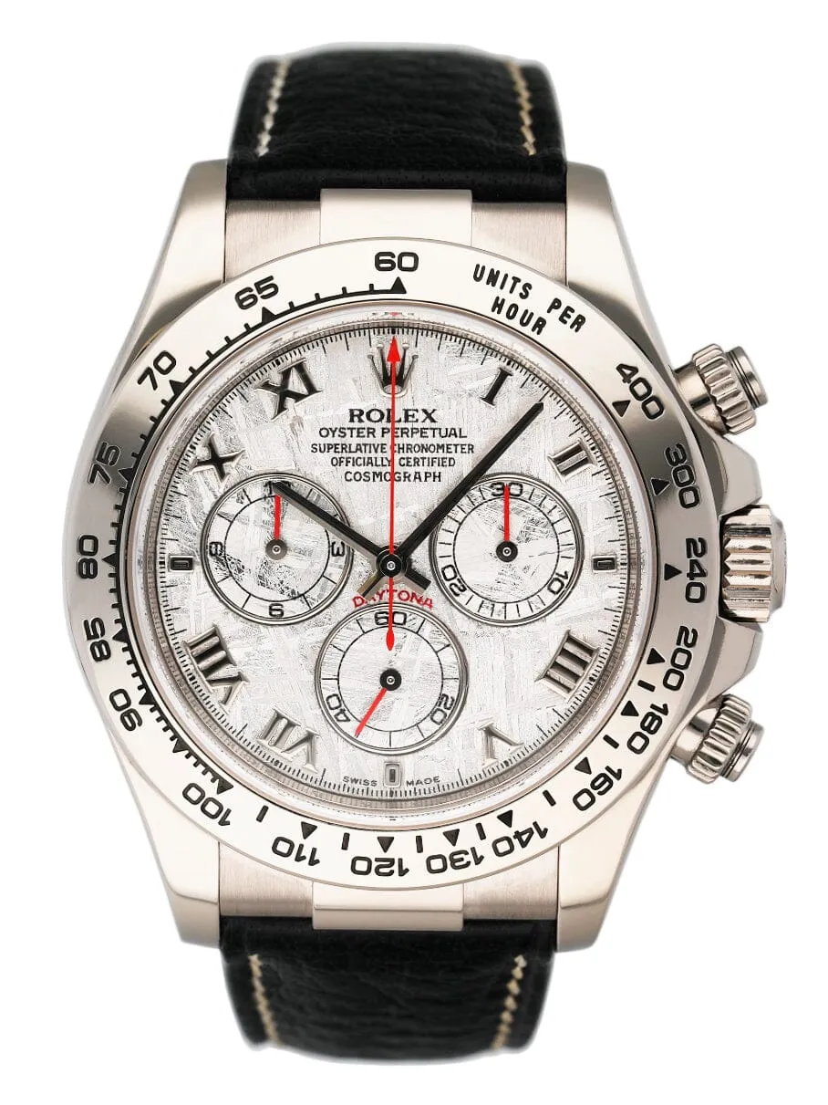 Rolex Daytona 116519 Meteorite Dial 18K White Gold Mens Watch Box Papers
