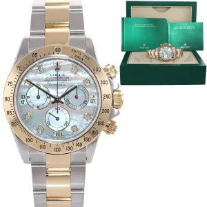 Rolex Daytona 116523 Original Mother of Pearl Diamond Steel Gold Two Tone Watch