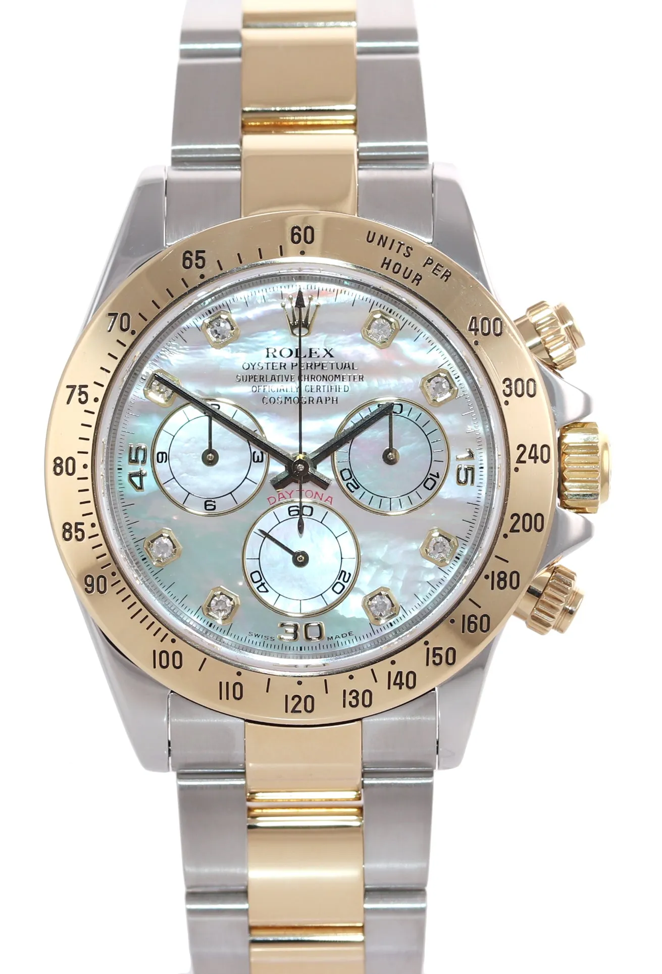 Rolex Daytona 116523 Original Mother of Pearl Diamond Steel Gold Two Tone Watch