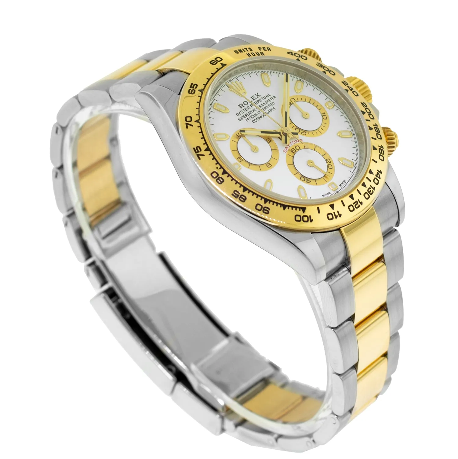 Rolex Daytona 40mm Yellow Gold and Steel White Index Dial & Gold Bezel 116503